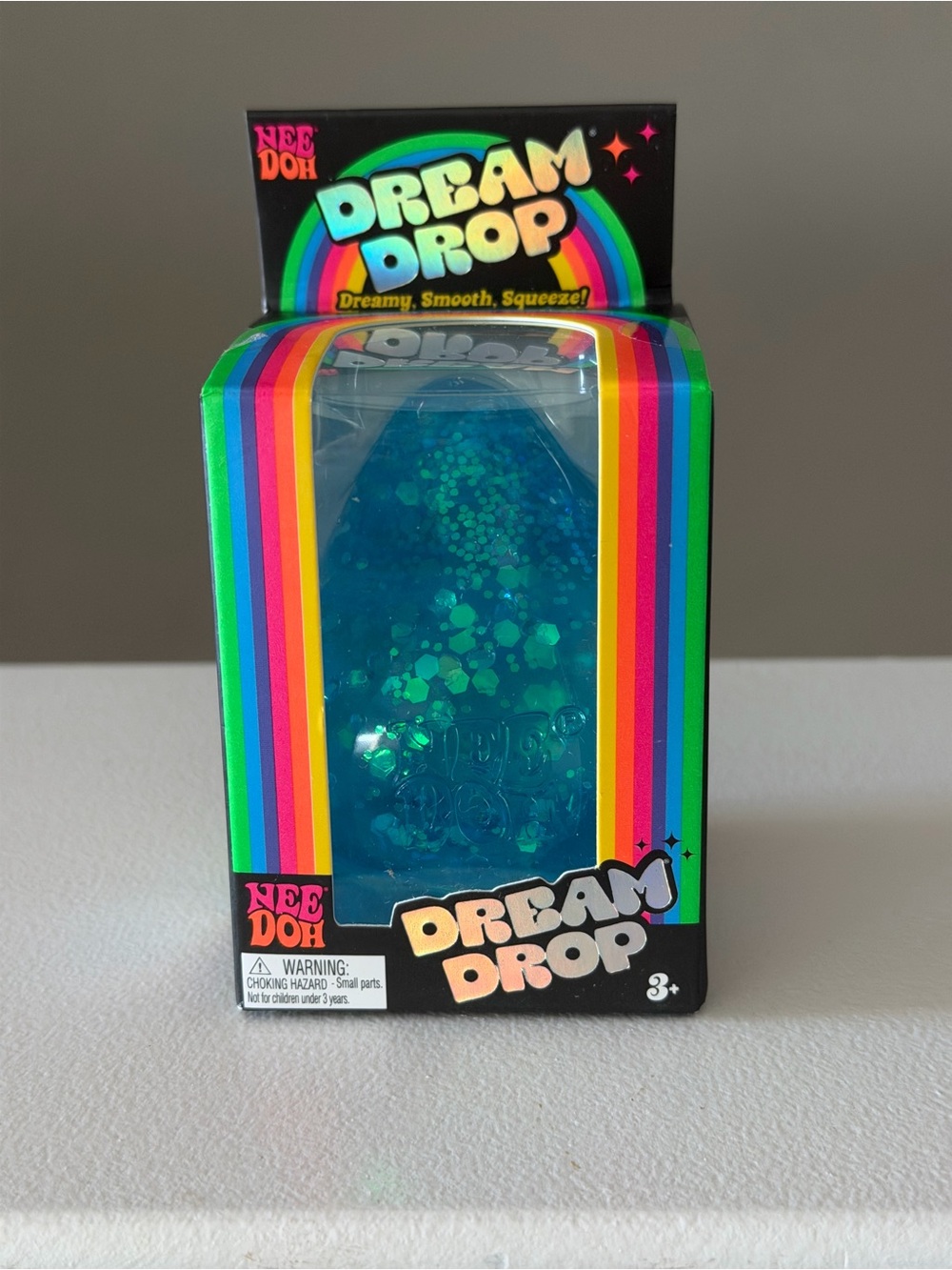 Nee Doh Dream Drop Clear Blue Glitter Sensory Toy
